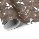可愛い素朴トナカイのアイコン&きらめくライトダッシング ラッピングペーパー (ロールコーナー)
