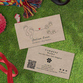 可愛い素朴ポープリント人間足ドッグウォーカー 名刺