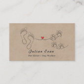 可愛い素朴ポープリント人間足ドッグウォーカー 名刺 (正面)