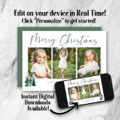 可愛い素朴メリーモダンクリスマス3フォトホリデー シーズンカード