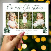 可愛い素朴メリーモダンクリスマス3フォトホリデー シーズンカード