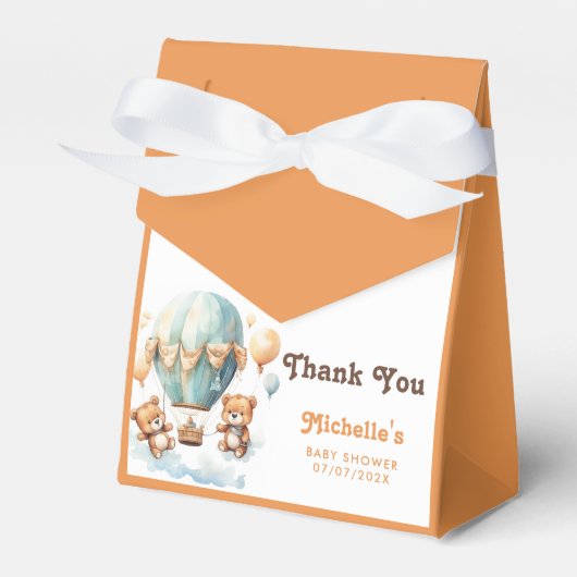 可愛い素朴双子の赤ちゃんシャワー待ち フェイバーボックス (正面サイド)