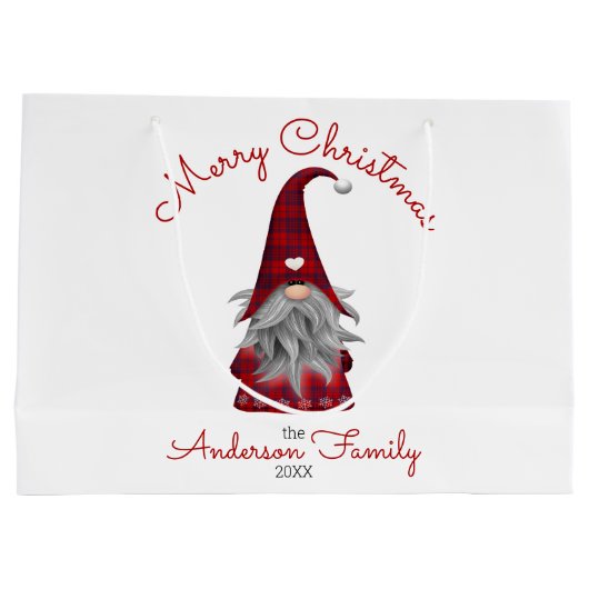可愛い素朴家族名目楽しいクリスマス格言 ラージペーパーバッグ (裏面)