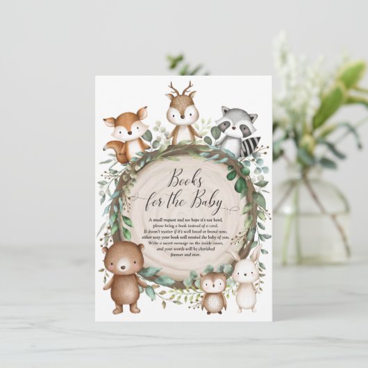 可愛い素朴森の動物の本ベビー エンクロージャーカード (スタンド正面)