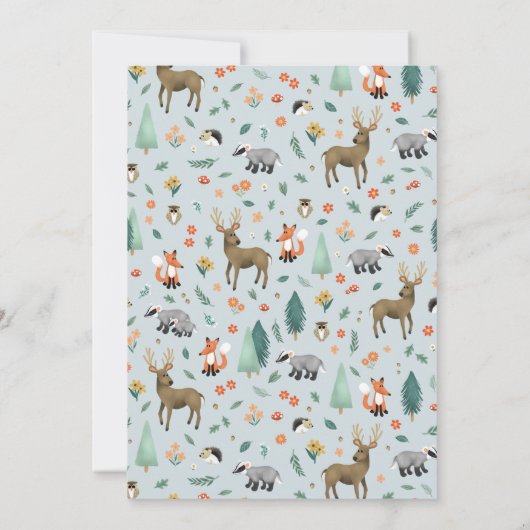 可愛い素朴森の動物の誕生日1日 招待状 (裏面)