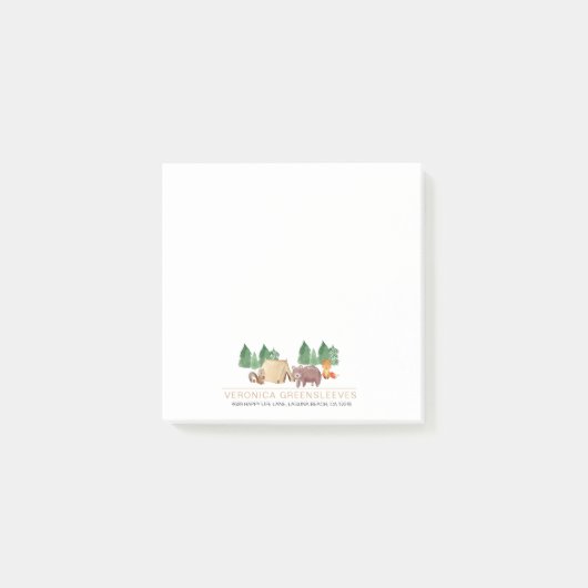 可愛い素朴森の森の森の動物のポストイットノート ポストイット (正面)