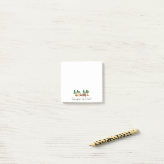 可愛い素朴森の森の森の動物のポストイットノート ポストイット (デスク上)