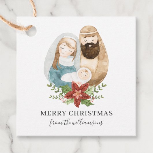 可愛い素朴水彩出生クリスマス |名前 フェイバータグ (正面)