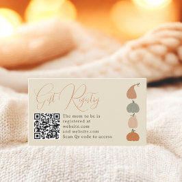 可愛い素朴秋かぼちゃ赤ちゃんシャワーギフトレジストリ エンクロージャーカード