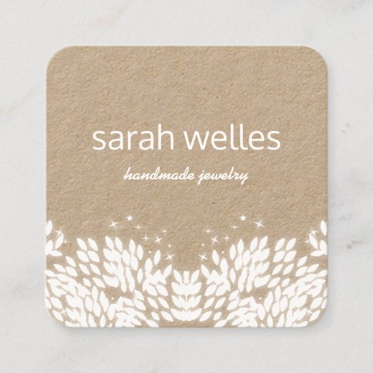可愛い素朴葉クリエイティブデザイナークラフトスクエア スクエア名刺 (正面)
