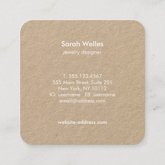 可愛い素朴葉クリエイティブデザイナークラフトスクエア スクエア名刺 (裏面)