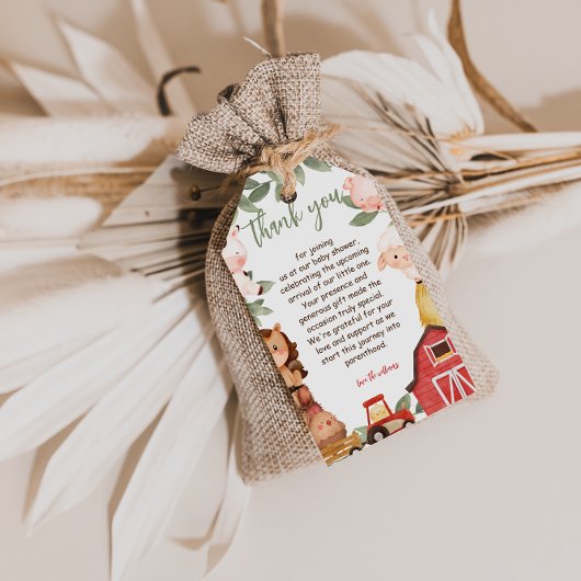 可愛い素朴飼育動物赤ちゃんシャワーありがとう ギフトタグ