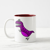 可愛い紫おもしろい怒の漫画恐竜 ツートーンマグカップ (左)