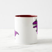 可愛い紫おもしろい怒の漫画恐竜 ツートーンマグカップ (中央)