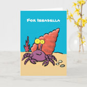 可愛い紫おもしろい色の隠遁者 カード (黄色い花)