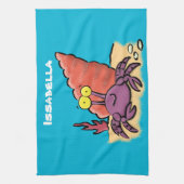 可愛い紫おもしろい色の隠遁者 キッチンタオル (縦)