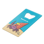 可愛い紫おもしろい色の隠遁者 クレジットカード栓抜き (正面アングル)