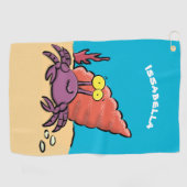 可愛い紫おもしろい色の隠遁者 ゴルフタオル (横)