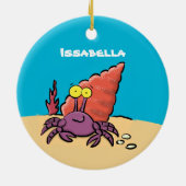 可愛い紫おもしろい色の隠遁者 セラミックオーナメント (裏面)