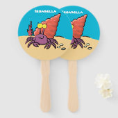 可愛い紫おもしろい色の隠遁者 ハンドファン (正面&裏面)