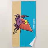 可愛い紫おもしろい色の隠遁者 ビーチタオル (正面)