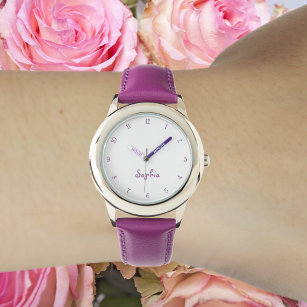 可愛い紫かわいらしの女の子をシックなガーリー子供に 腕時計
