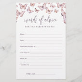 可愛い紫とピンクの蝶のベビーアドバイスカード (正面)