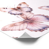 可愛い紫とピンクの蝶シャワー歓迎ポスター ポスター (角)