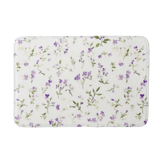 可愛い紫と白の花 バスマット (正面)