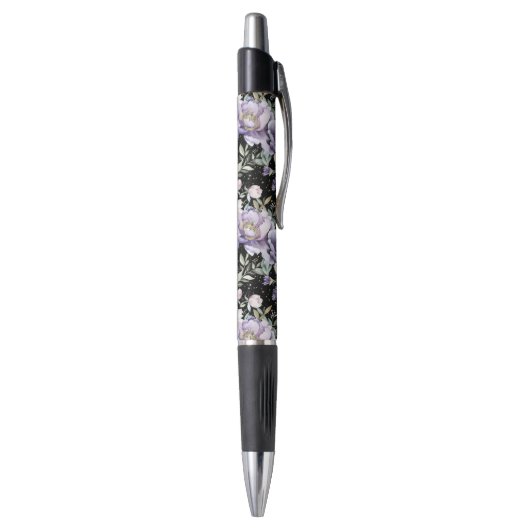 可愛い紫と白の花 ボールペン (底(縦))
