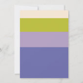 可愛い紫と緑のストライプ赤モダンちゃんシャワー 招待状 (裏面)