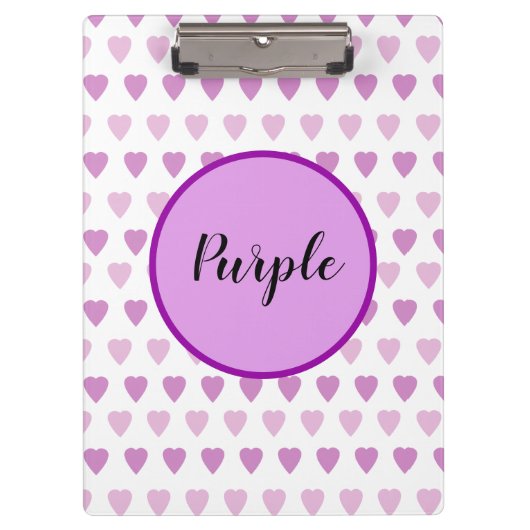 可愛い紫にデザインされたラブシンボルハート クリップボード (正面)