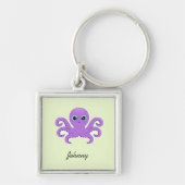 可愛い紫のタコ緑 キーホルダー (正面)