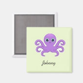 可愛い紫のタコ緑 マグネット (正面/裏面)