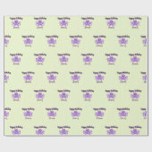 可愛い紫のタコ緑 ラッピングペーパー (フラット)