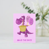 可愛い紫のドラゴンバルーンの日付を保存 案内ポストカード (スタンド正面)