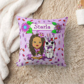 可愛い紫の妖精と花キャンディ クッション (ブランケット)