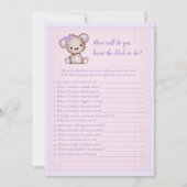 可愛い紫の最高の熊のベビーゲームカードを知る 招待状 (正面)