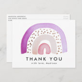 可愛い紫の水彩虹ありがとう ポストカード (正面/裏面)