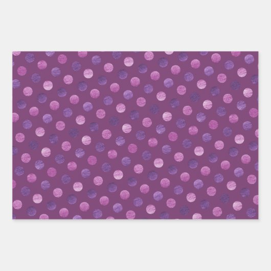 可愛い紫の水玉模様モダンとクリエレガントスマス ラッピングペーパーシート (正面3)