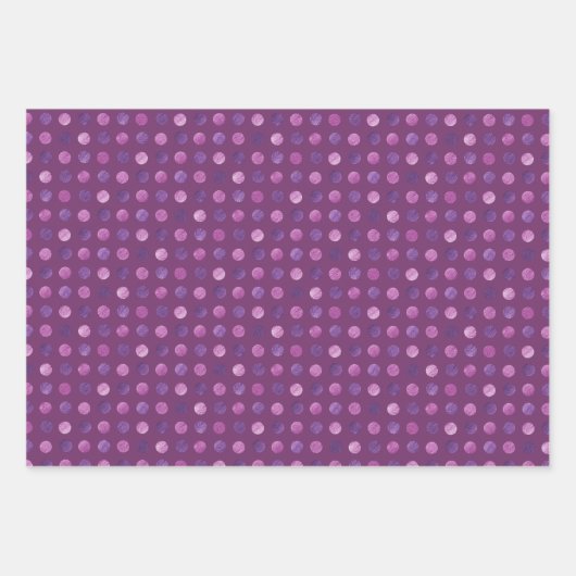 可愛い紫の水玉模様モダンとクリエレガントスマス ラッピングペーパーシート (正面2)