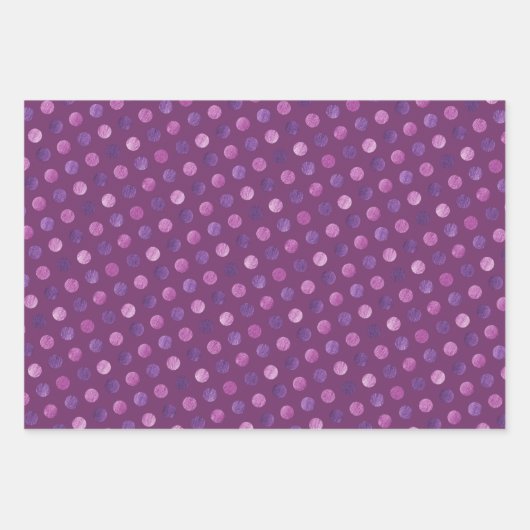 可愛い紫の水玉模様モダンとクリエレガントスマス ラッピングペーパーシート (正面)