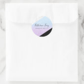 可愛い紫の青グリッター白い黒い大理石メイクアップ ラウンドシール (バッグ)