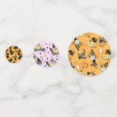 可愛い紫オレンジのハロウィーン猫カボチャ コンフェッティ (正面)