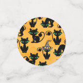 可愛い紫オレンジのハロウィーン猫カボチャ コンフェッティ (スモール正面)