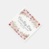 可愛い紫カスタムフローラ結婚メッセージ スタンダードカクテルナプキン (角)