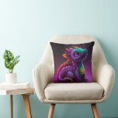 可愛い紫カラフルドラゴンリザードアートワーク | クッション (椅子)