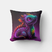可愛い紫カラフルドラゴンリザードアートワーク | クッション (正面)