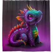 可愛い紫カラフルドラゴンリザードアートワーク | シャワーカーテン (正面)