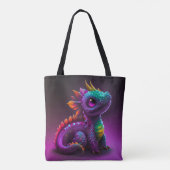 可愛い紫カラフルドラゴンリザードアートワーク | トートバッグ (裏面)